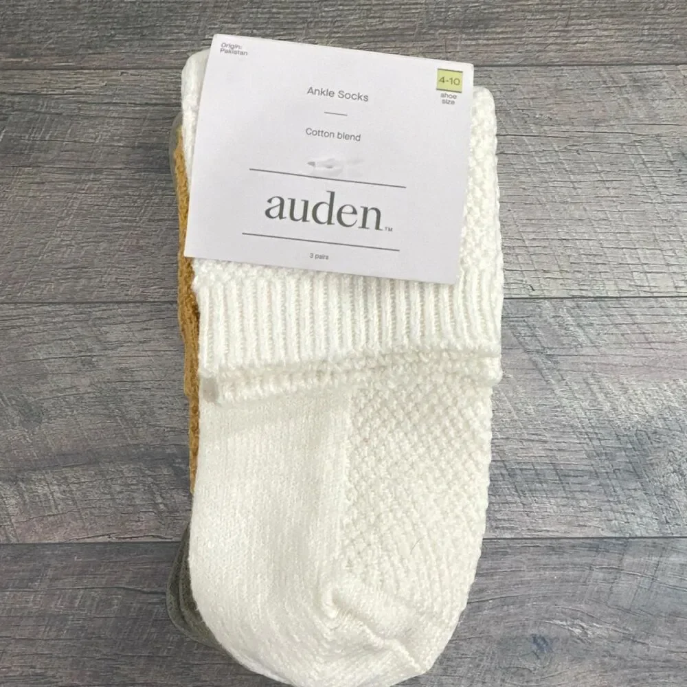Auden Women's Cotton Blend Ankle Socks (3) one Size (4-10)